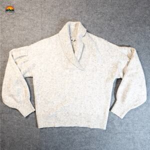 Madewell Pullover Sweater Light Gray Vinson Shawl-Collar Long Sleeve Women's M